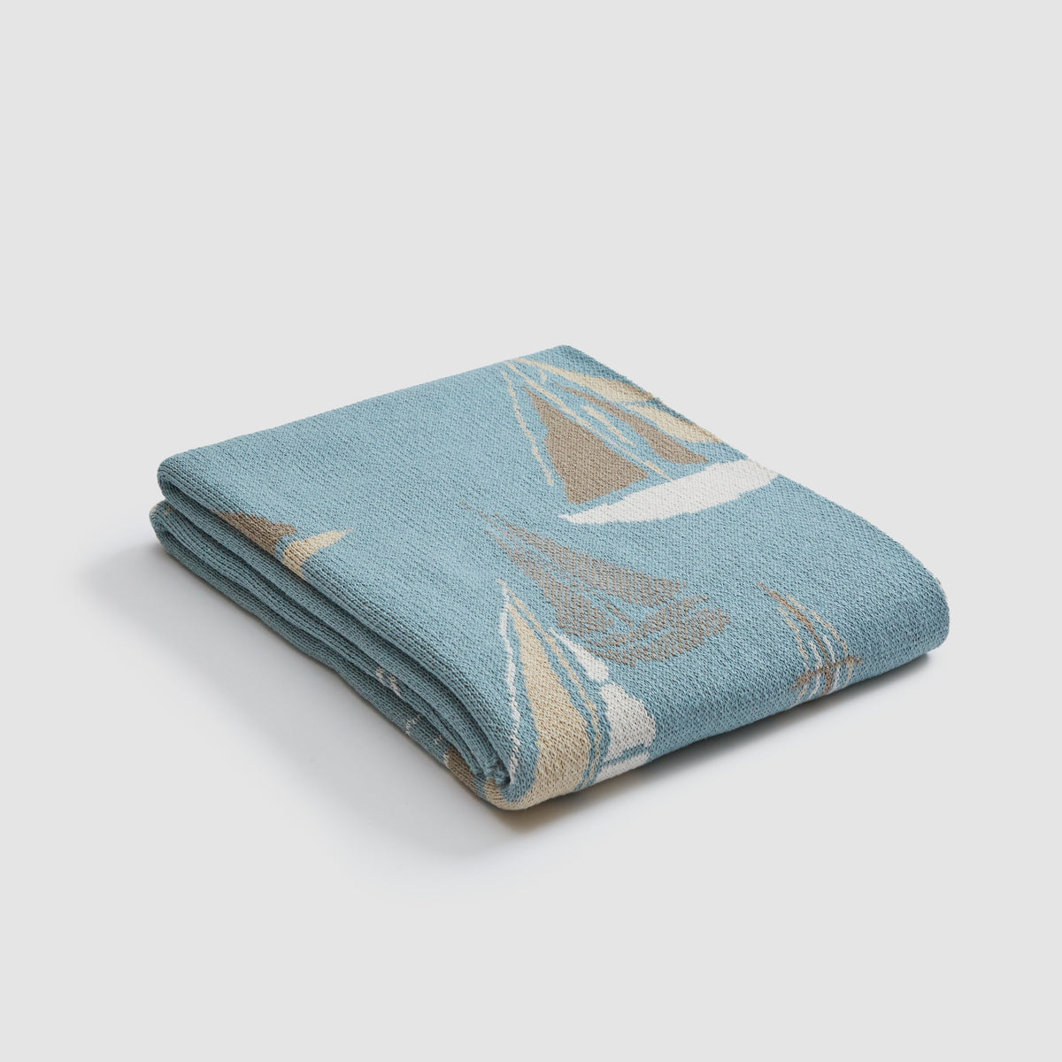 Sailboats - Cotton Sustainable Knit Throw Blanket