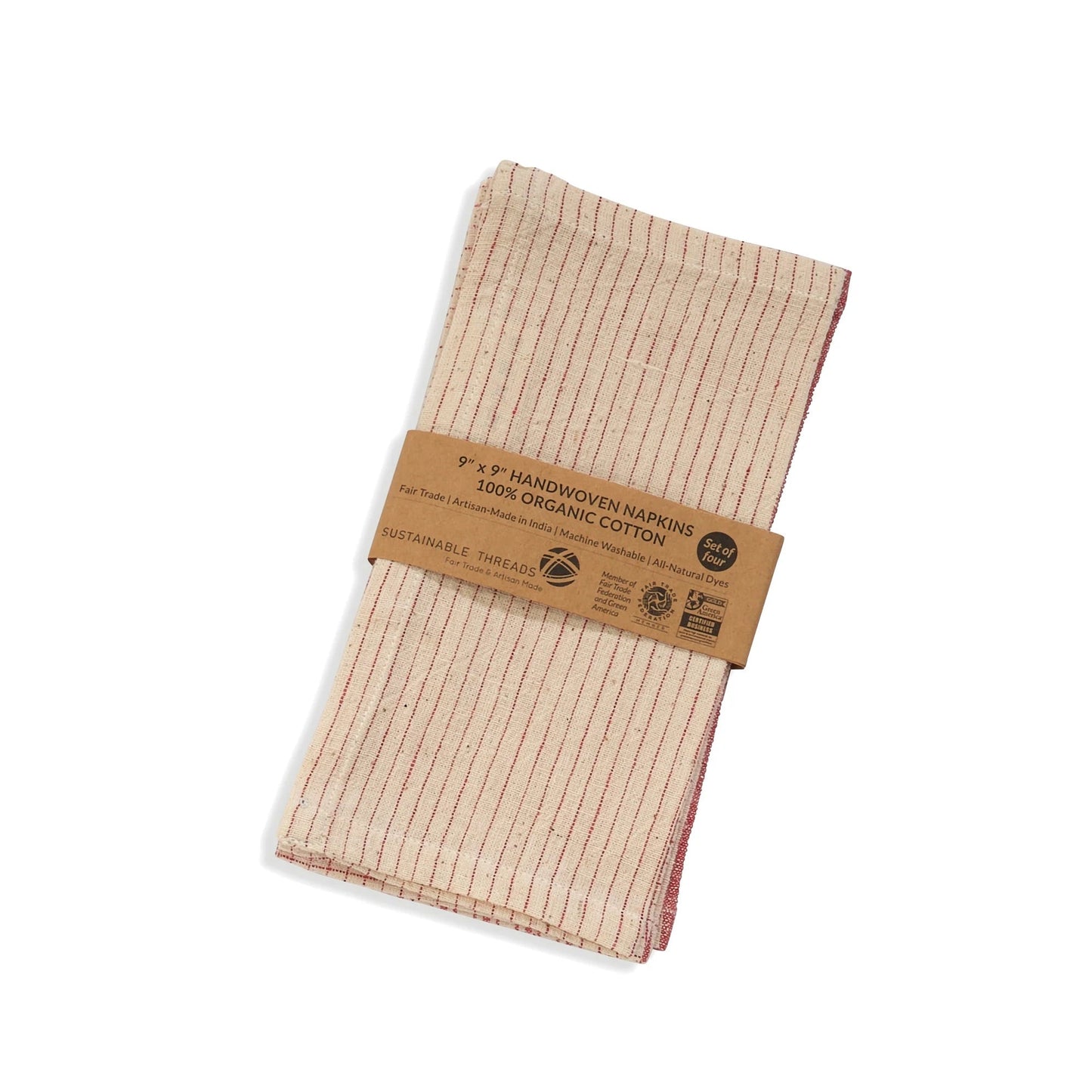 MELANGE Handwoven Organic Cotton Napkins – Set of 4. Cotton – Fair Trade – Artisan Made