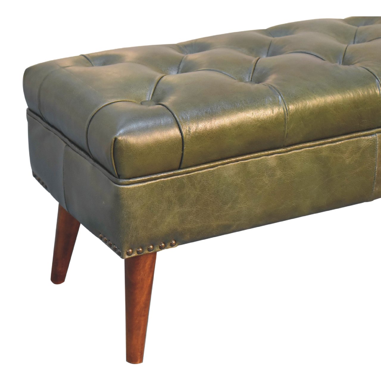 Solid Wood Harbour Leather Upholstered Bench