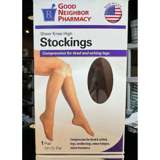 Good Neighbor Pharmacy GNP Sheer Knee Highs, Sheer, 8-15 mmHg (Size: M) Beige