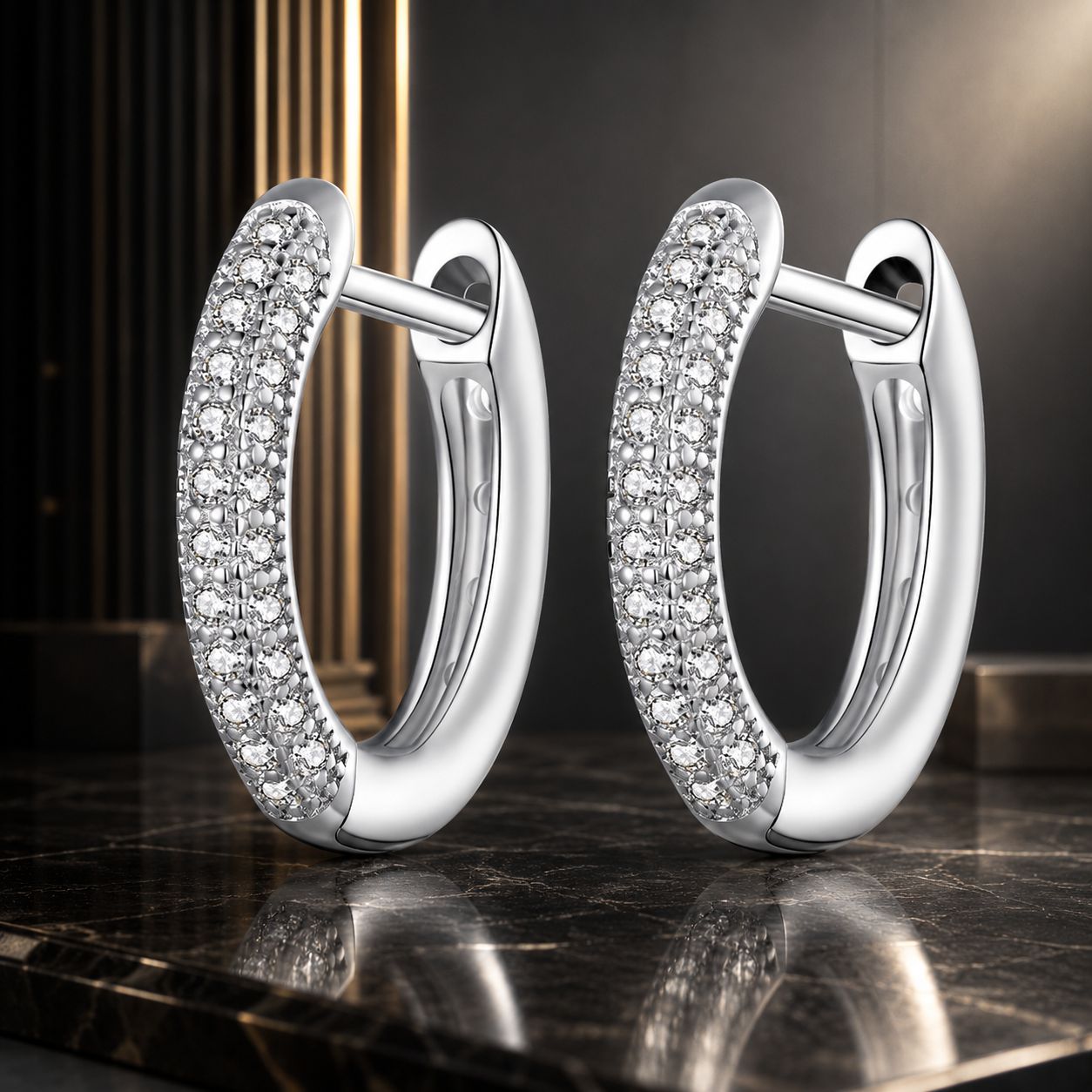 925 Sterling Silver Pavé Setting CZ Earrings for Women