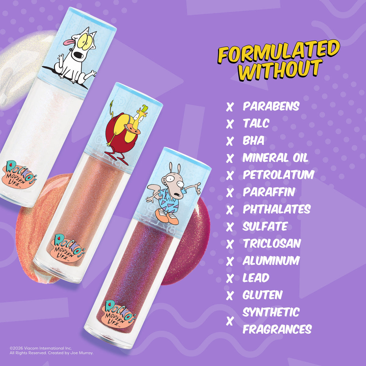 Rocko's Modern Life | Oh Snap! 3 PC Shimmer Lip Oil with Cosmetic Bag