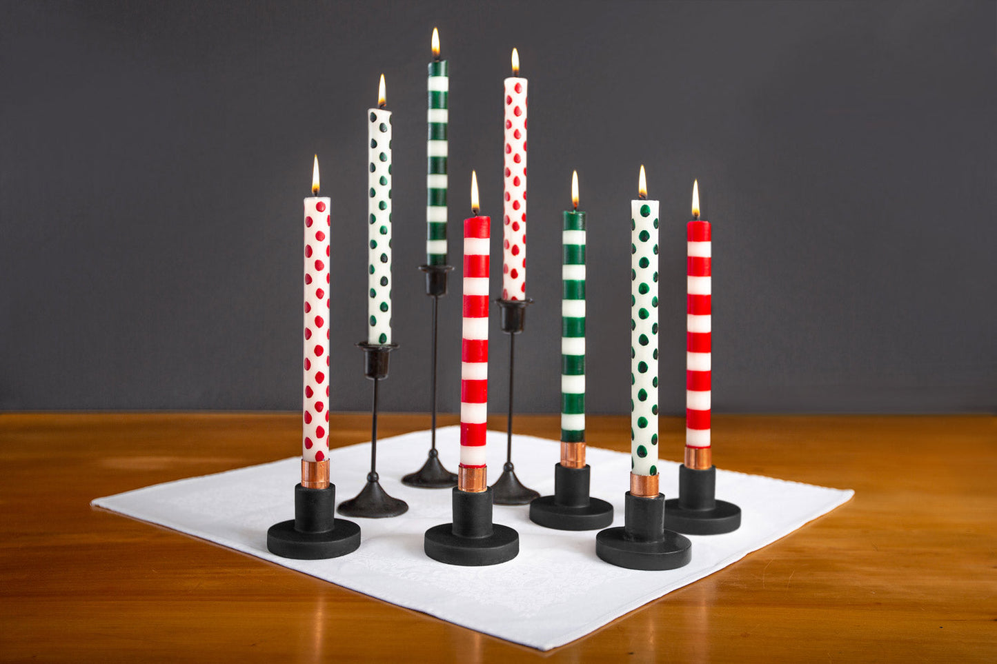 Red Dots & Stripes Tapers - Gift Box of 4
