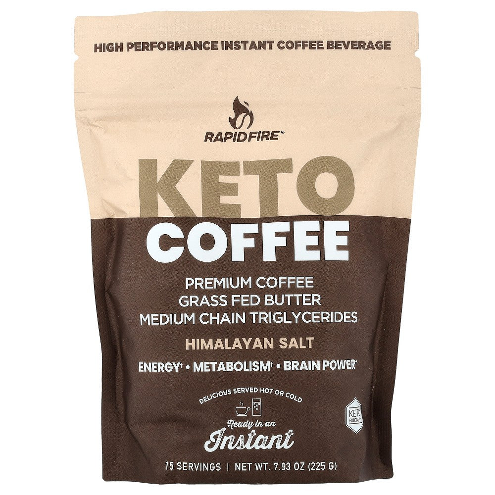 RapidFire Ketogenic High Performance Instant Coffee Mix, Supports Energy And Metabolism, 15 Servings, Brown, 7.93 Ounce