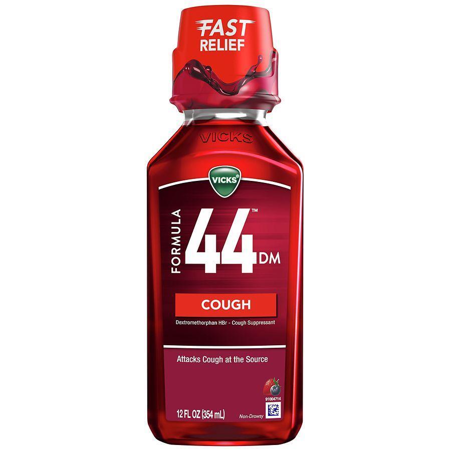 Vicks Formula 44 Cough Suppressant Liquid Berry, Berry Flavor 12 Oz