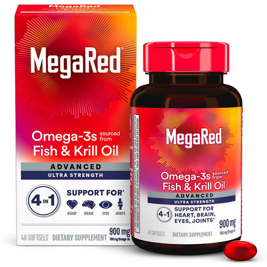 MegaRed Advanced 4in1 500mg Omega-3 Fish + Krill Oil Supplement Softgel