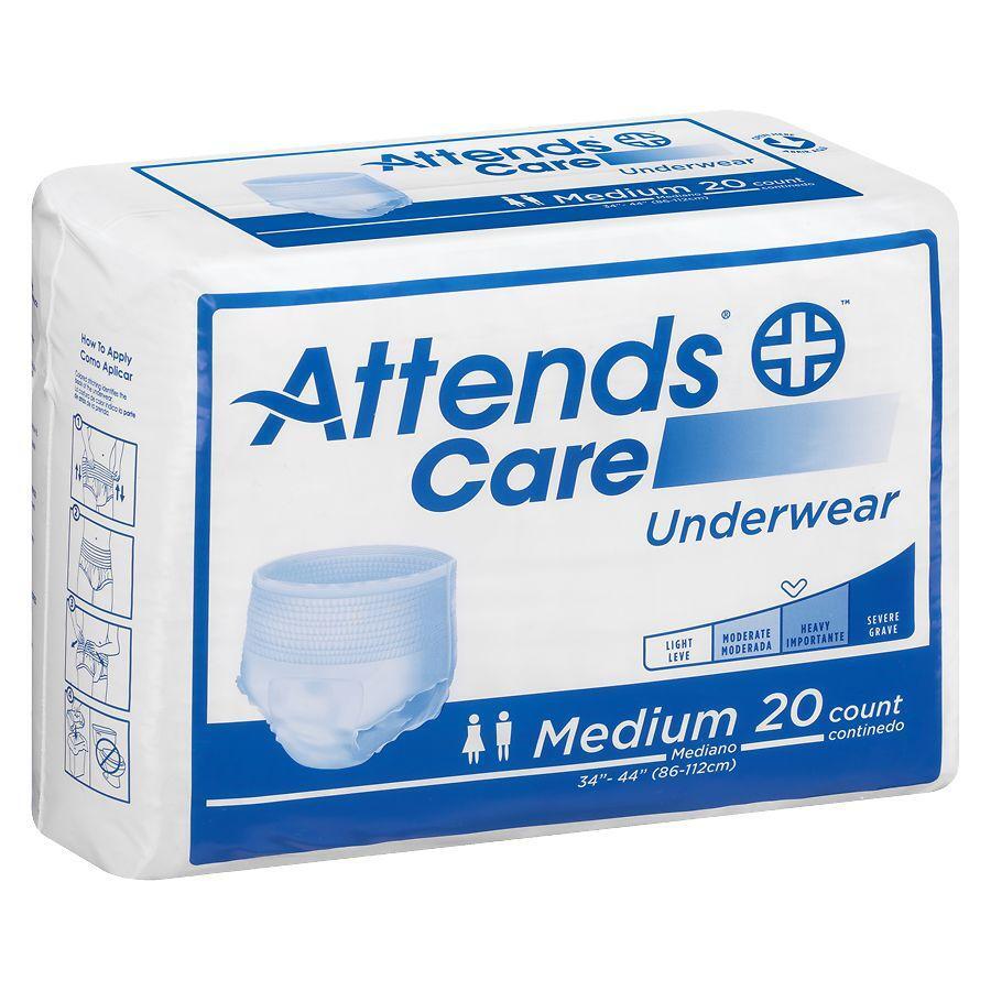 Attends Unisex Adult Absorbent Underwear Care Pull On With Tear Away Seams Medium, Count Of 20