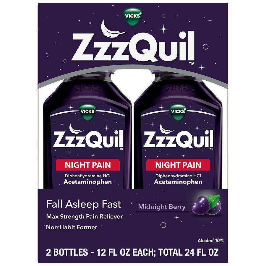 ZzzQuil Nighttime Pain Relief Sleep Aid Liquid Midnight Berry