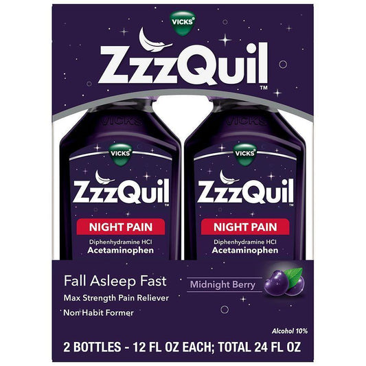 ZzzQuil Nighttime Pain Relief Sleep Aid Liquid Midnight Berry