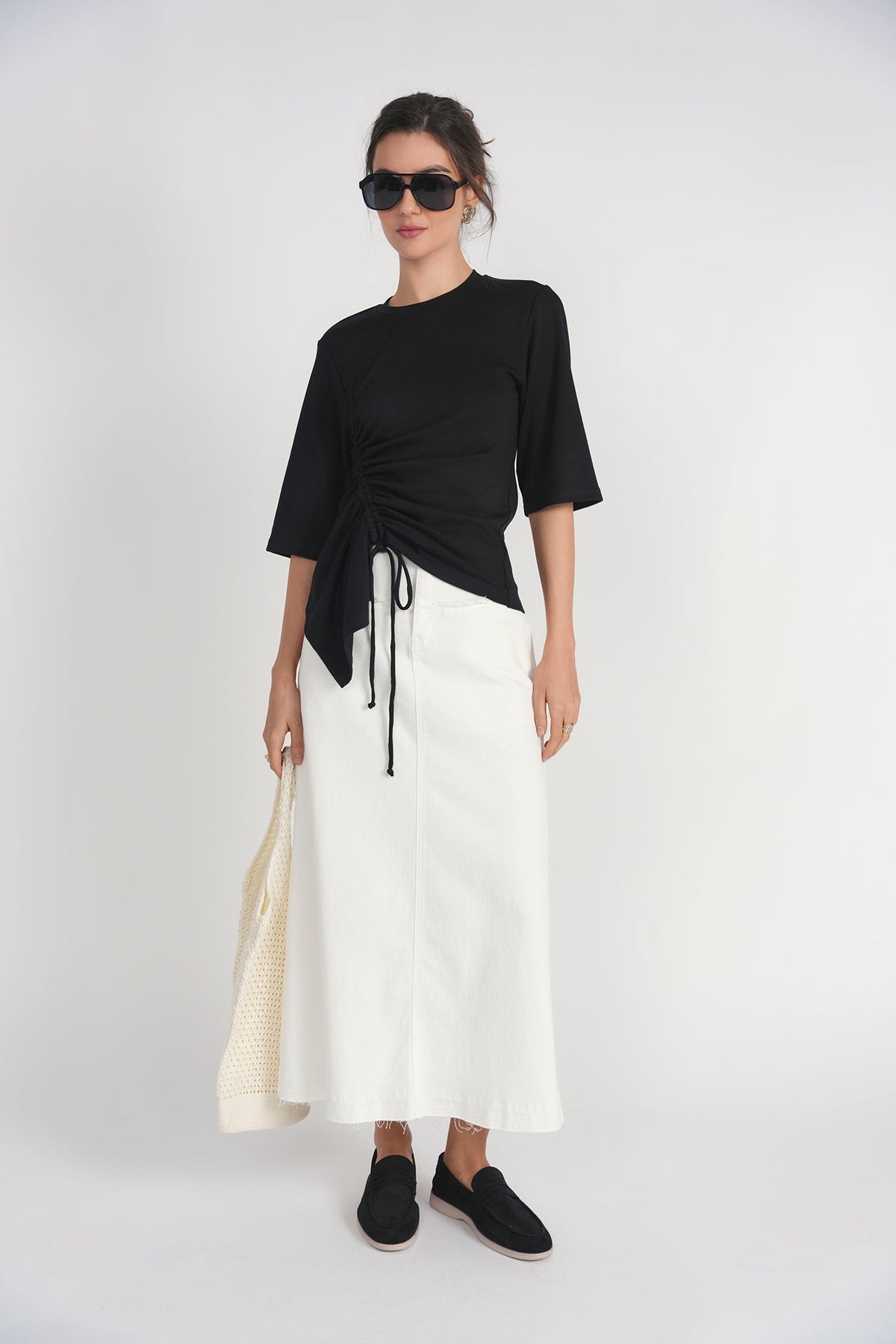 Drawstring Tee- Black