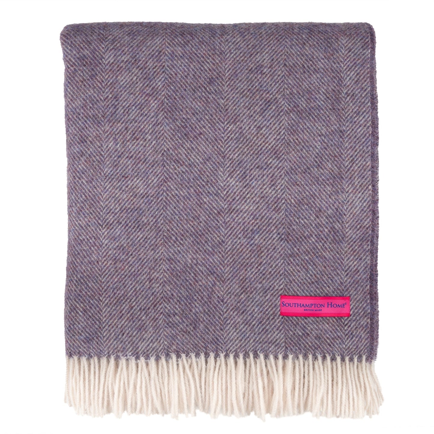 Southampton Home Shetland Lambswool Herringbone Throw – Lavender | Woven in England