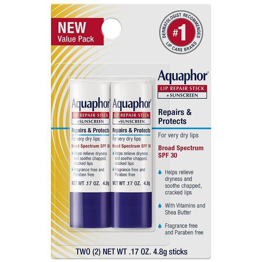 Aquaphor Lip Balm Repair Stick For Chapped Lips - SPF30 - 2pk/.34oz