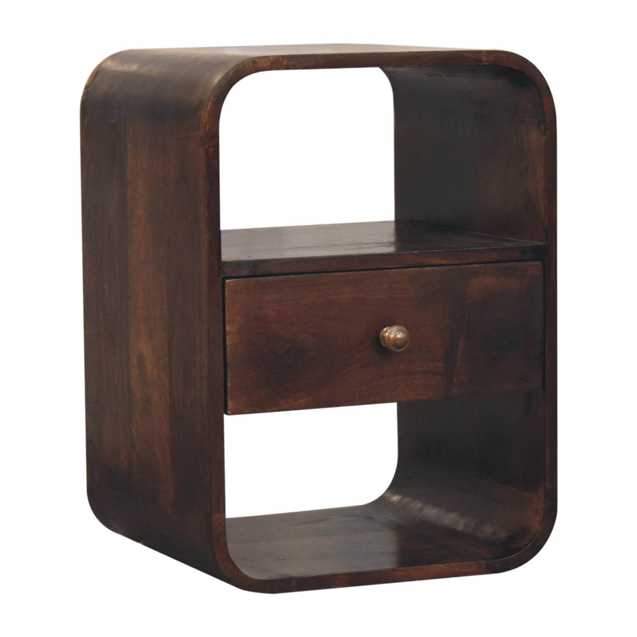 Solid Wood California Walnut Curved Edge Bedside Table