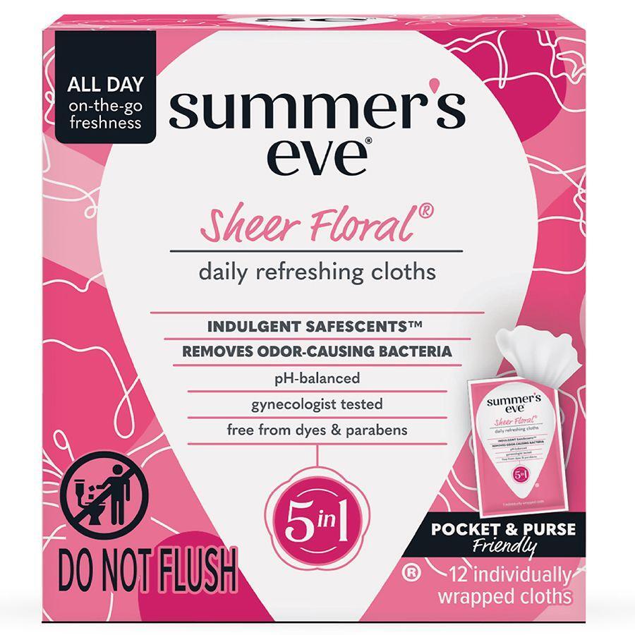 Summer's Eve Sheer Floral Daily Feminine Wipes, Removes Odor, pH Balanced