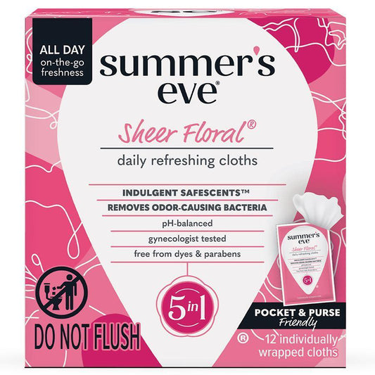 Summer's Eve Sheer Floral Daily Feminine Wipes, Removes Odor, pH Balanced