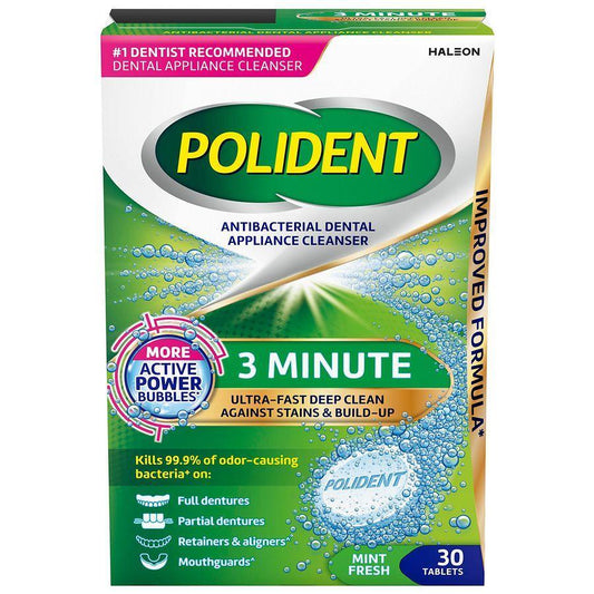 Polident Antibacterial Dental Appliance Cleanser, Mint Fresh, Tablets