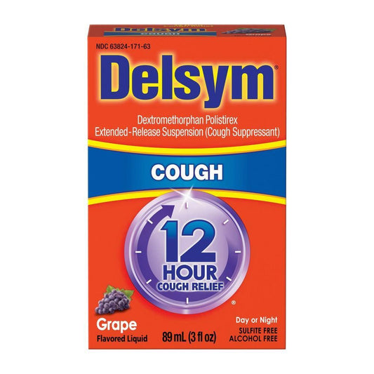 Delsym Cough Suppressant 12 Hour Relief Day Or Night Grape Flavored Liquid