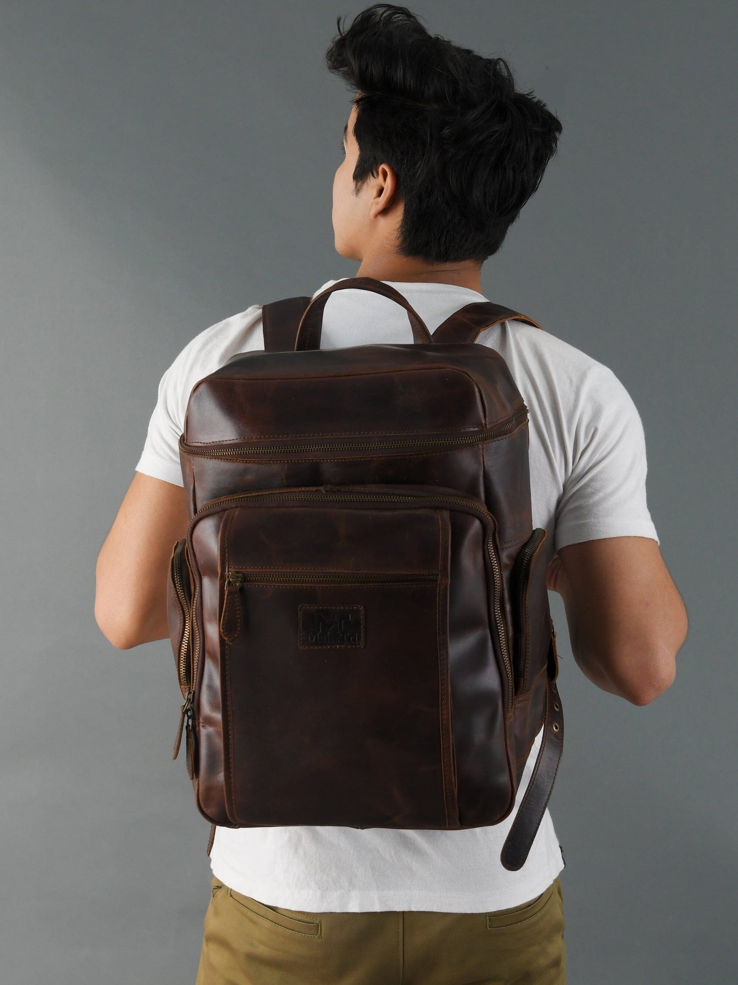 Alpha Brown Buffalo Leather Travel Backpack - Osadia Concept Store