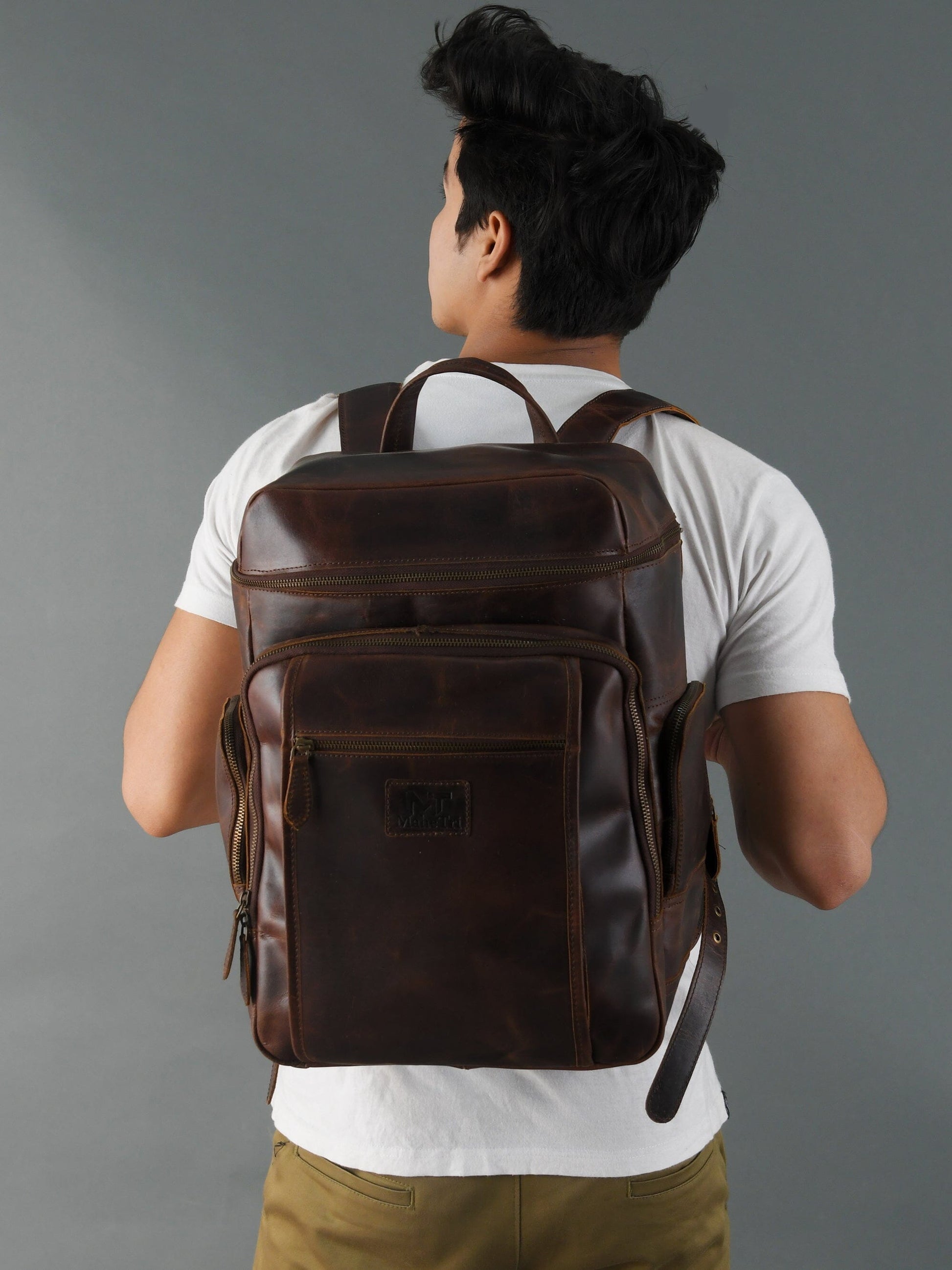 Alpha Brown Buffalo Leather Travel Backpack - Osadia Concept Store