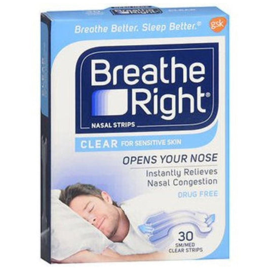 Breathe Right Nasal Strips, For Sensitive Skin, Sm/Med, Clear