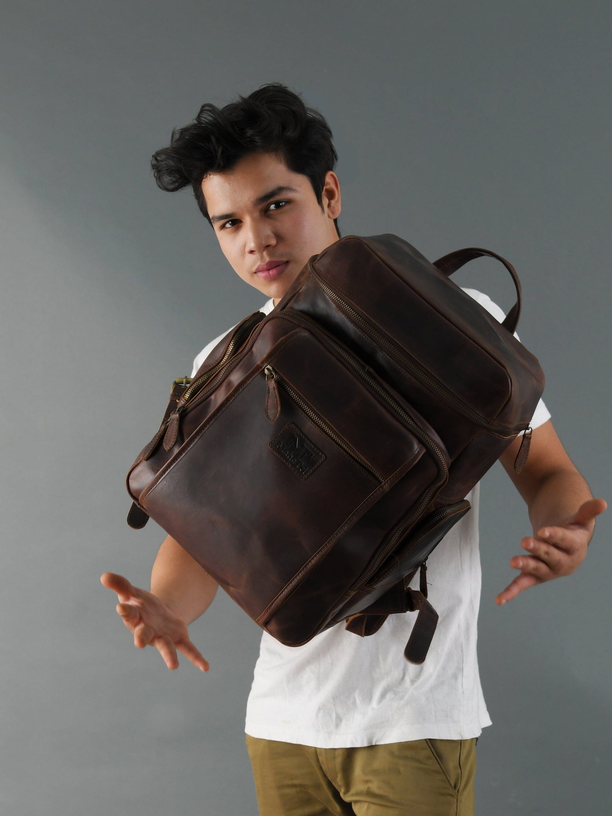Alpha Brown Buffalo Leather Travel Backpack - Osadia Concept Store