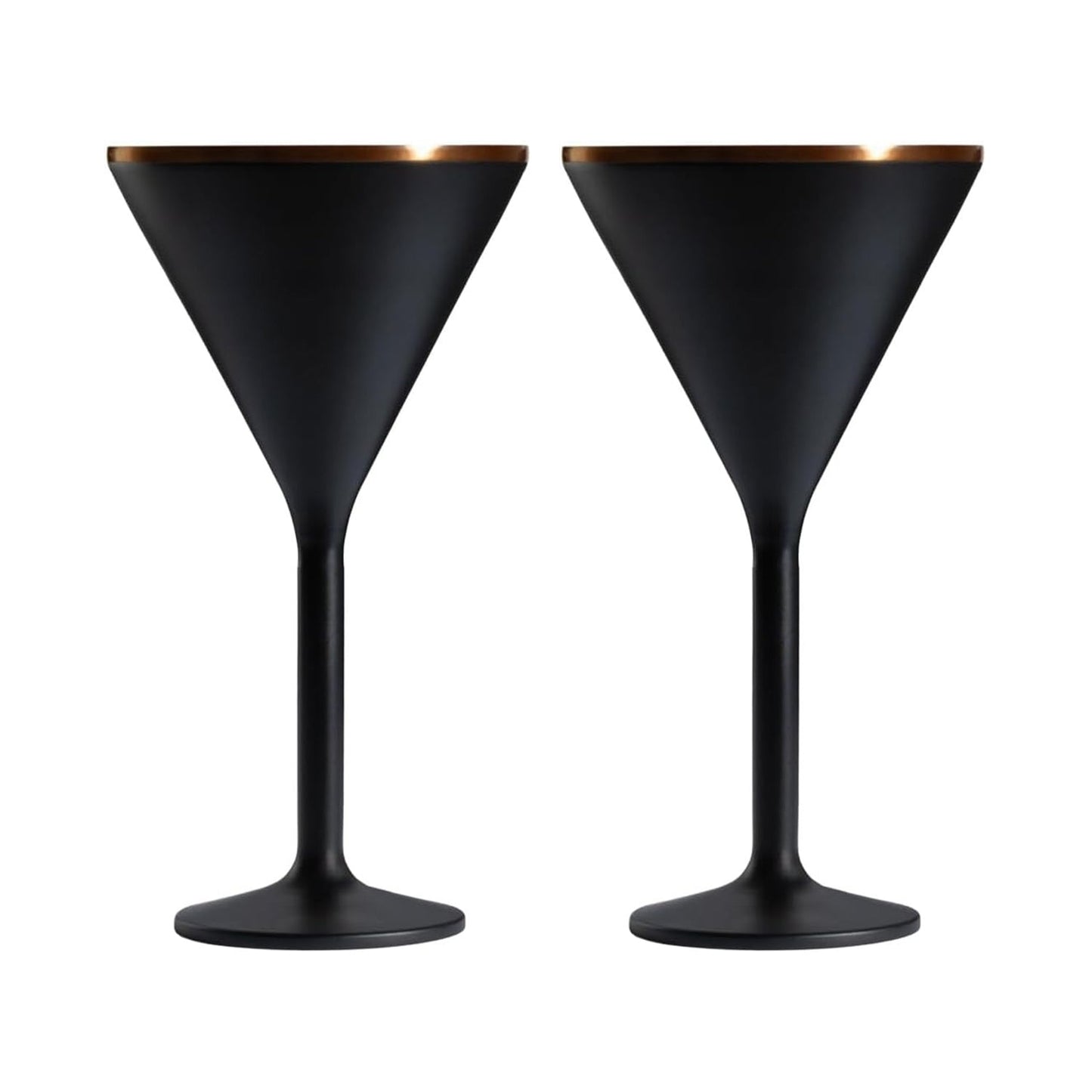 Stainless Steel Stemmed Martini Glass, Set of 2 - Black