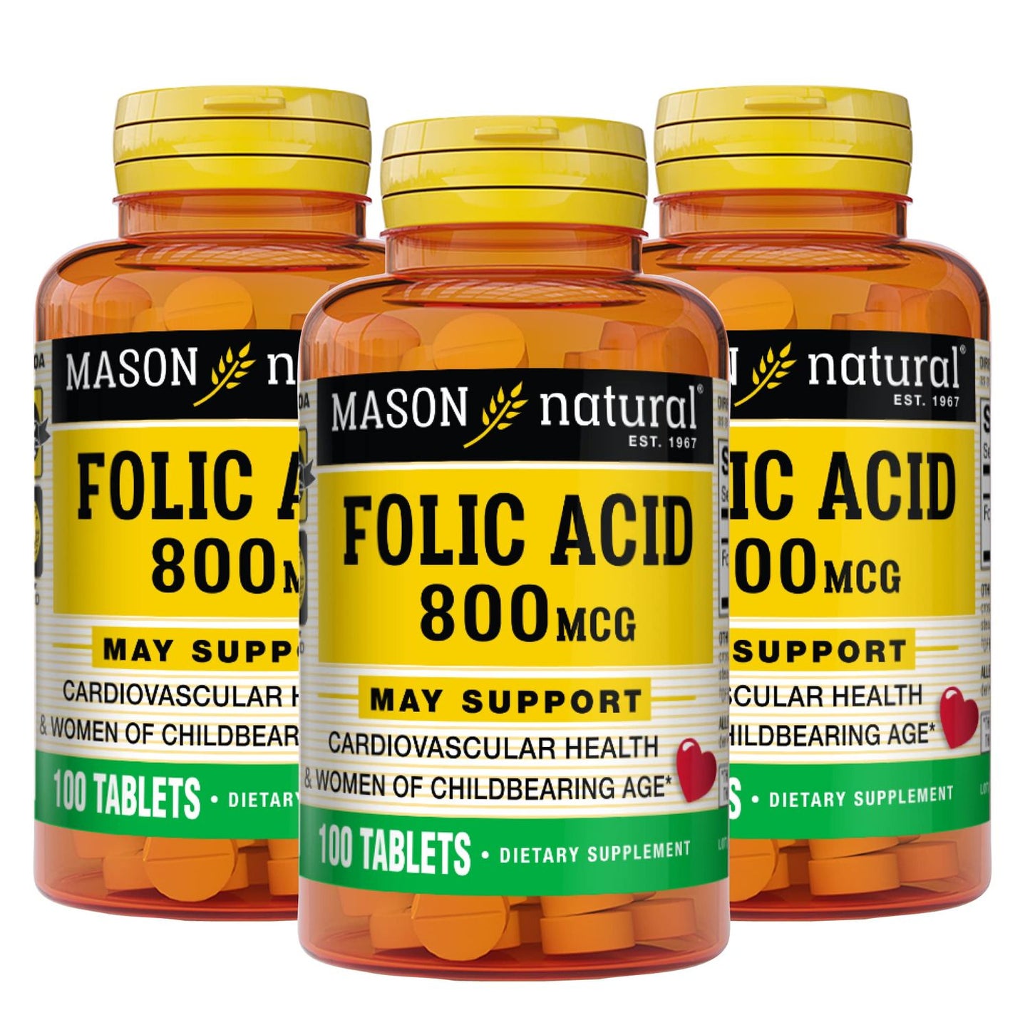 Mason Natural Folic Acid, 800 Mcg, Tablets