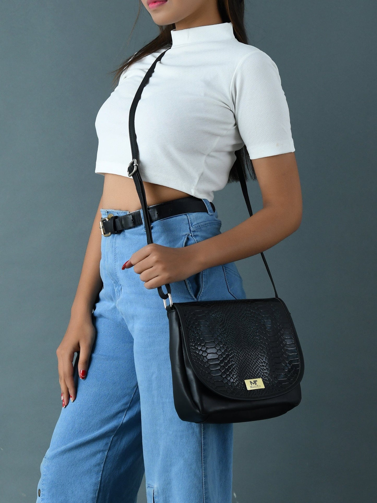 The Croco Satchel- Black - Osadia Concept Store