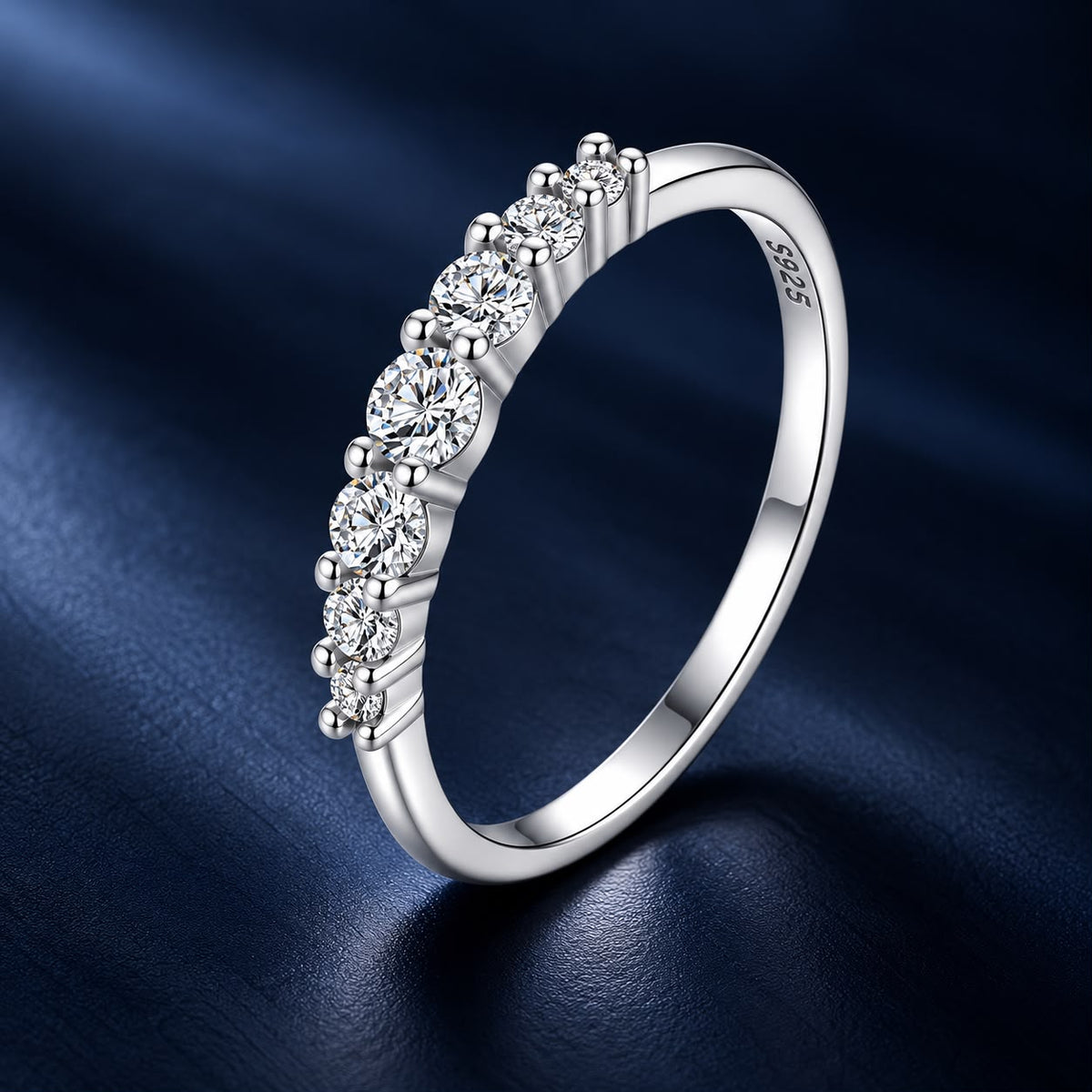 925 Sterling Silver White Gold Plated CZ Size 6 Ring for Women