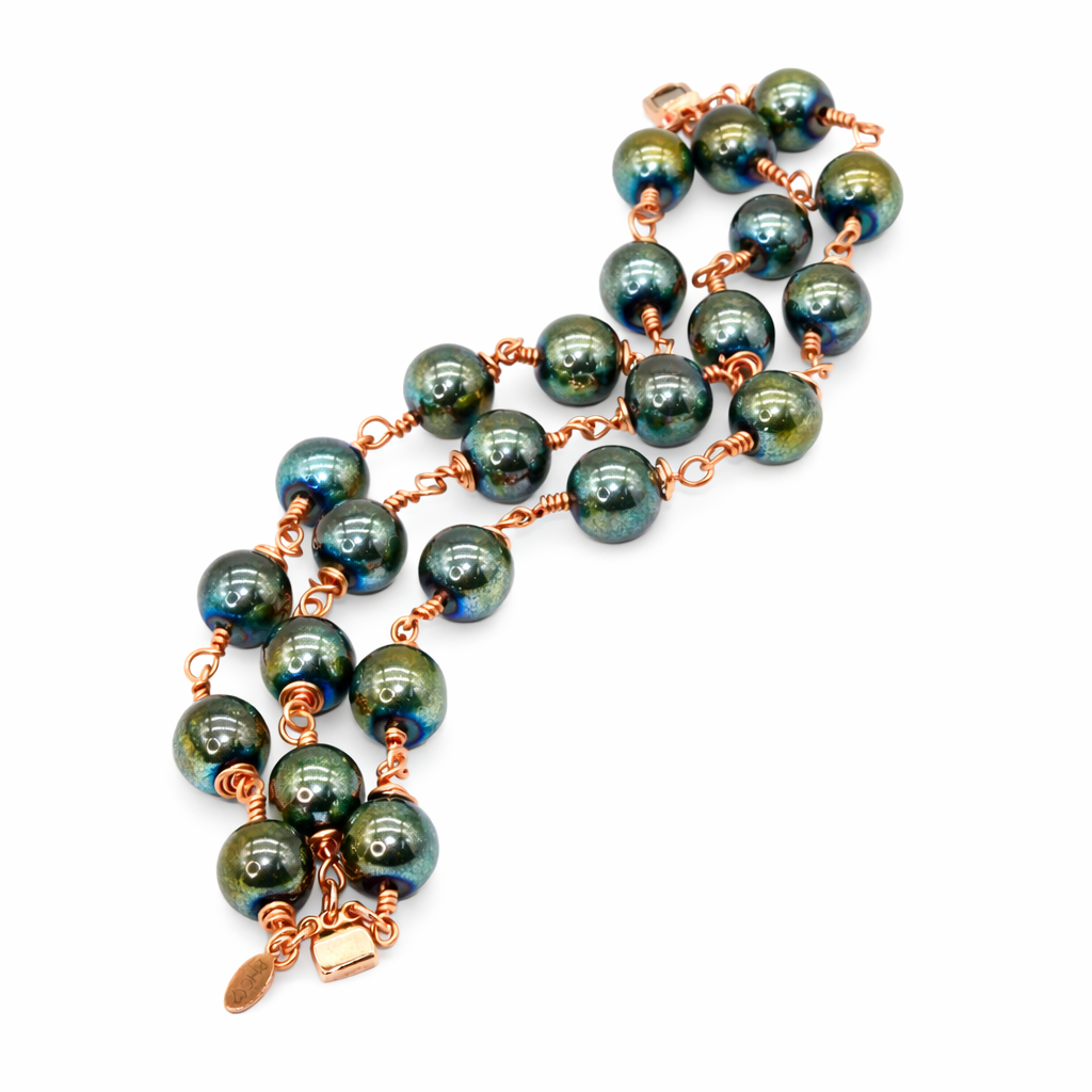 Jasmine Green Hematite 3-Strand Bracelet | Magnetic Clasp