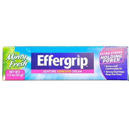 Effergrip Denture Adhesive Cream, Extra Strong Holding Power, 1.5 Oz