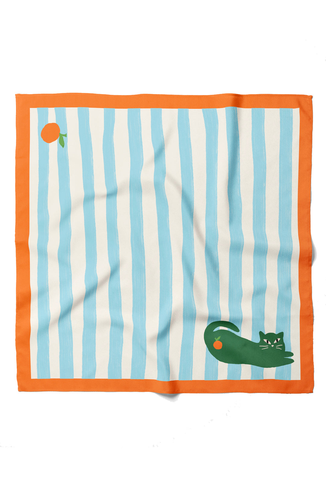 Green Cat Stripes Cotton Bandana