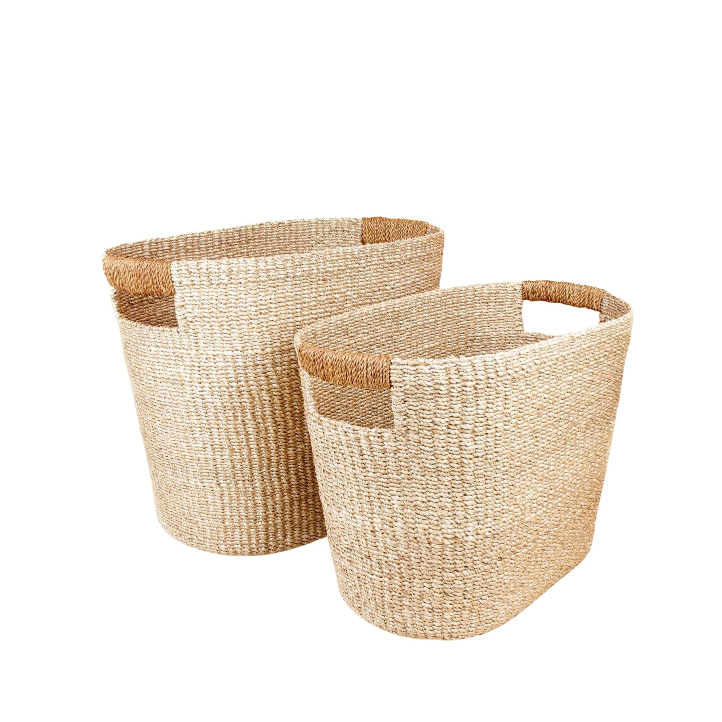 S/2 Tan Oval Woven Baskets