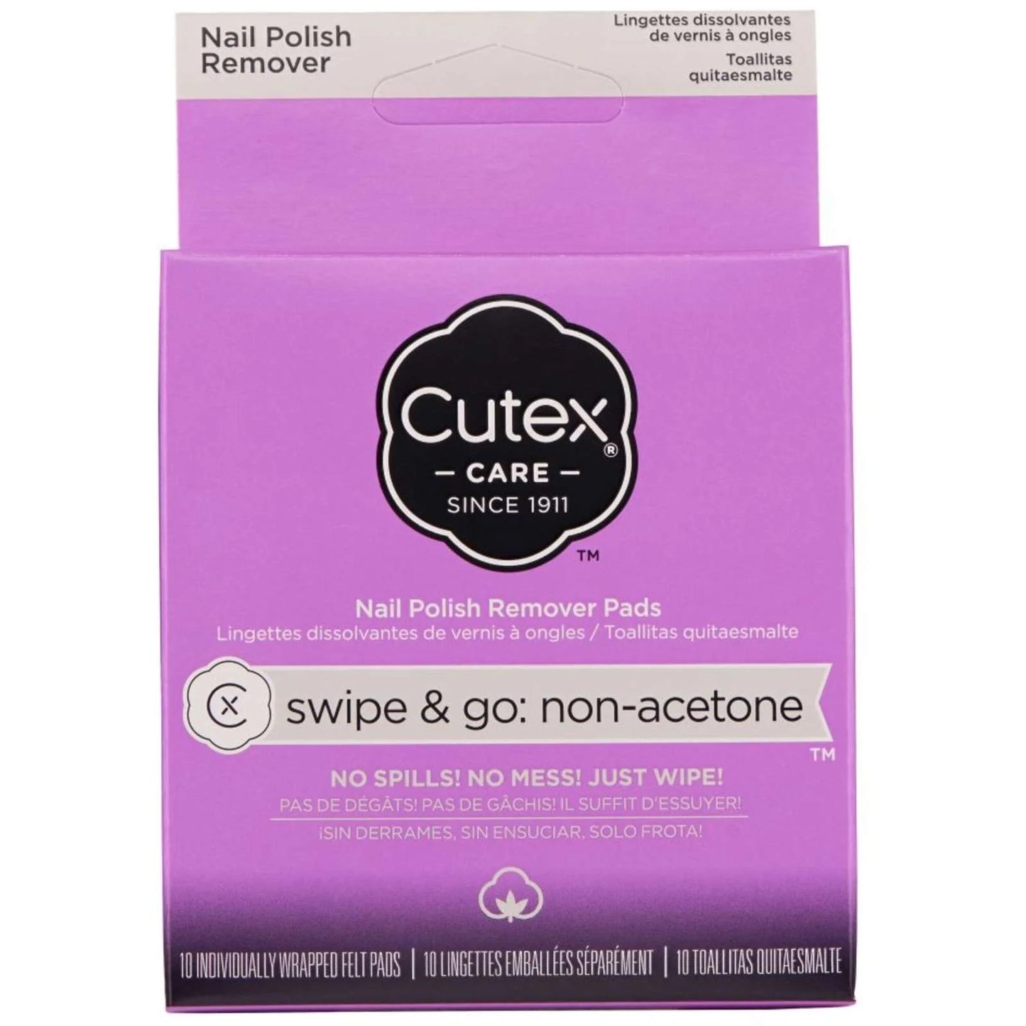 Cutex Care Swipe & Go Non-Acetone Nail Polish Remover Pads 10ct