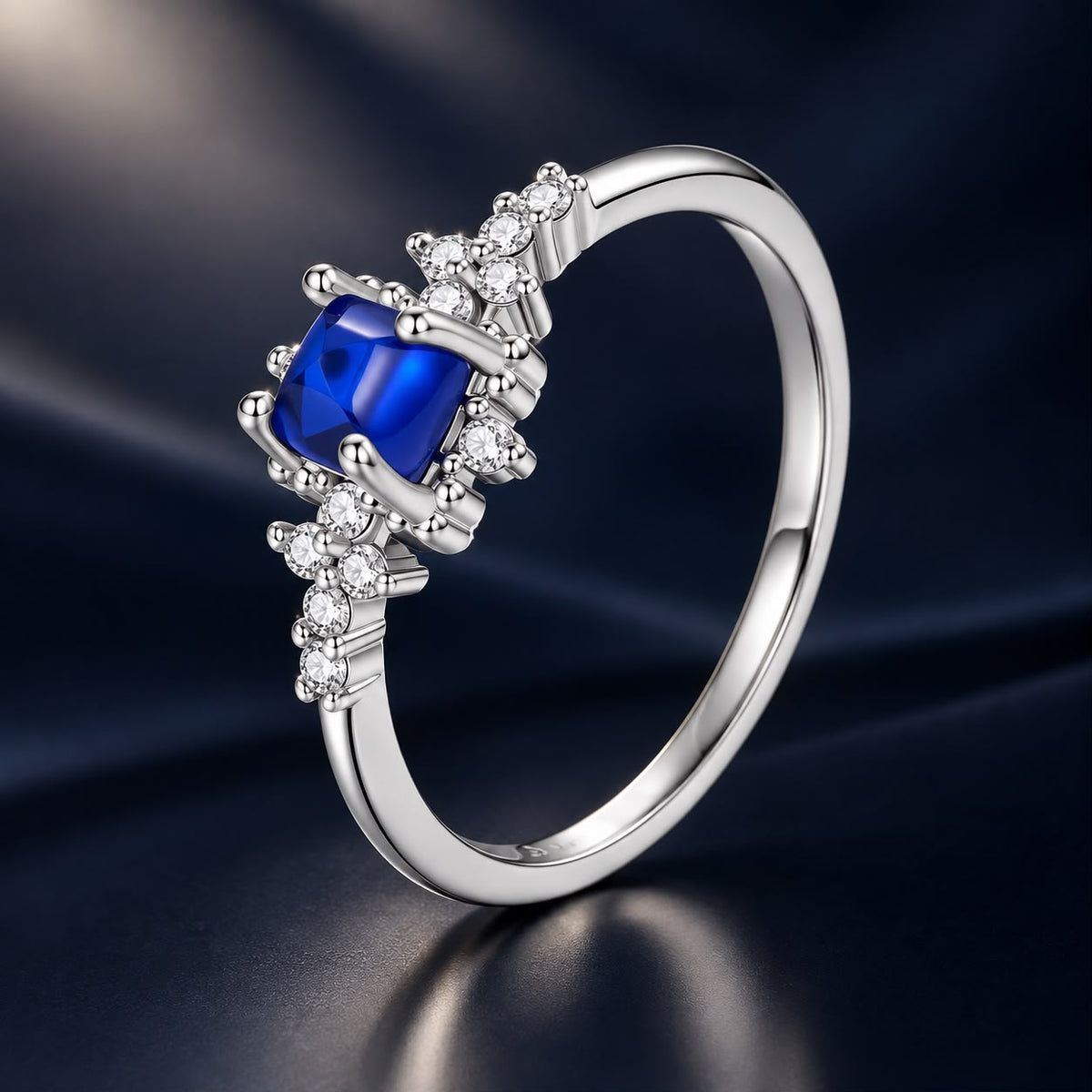 925 Sterling Silver White Gold Plated Size 6 Synthetic Spinel CZ Ring for Women