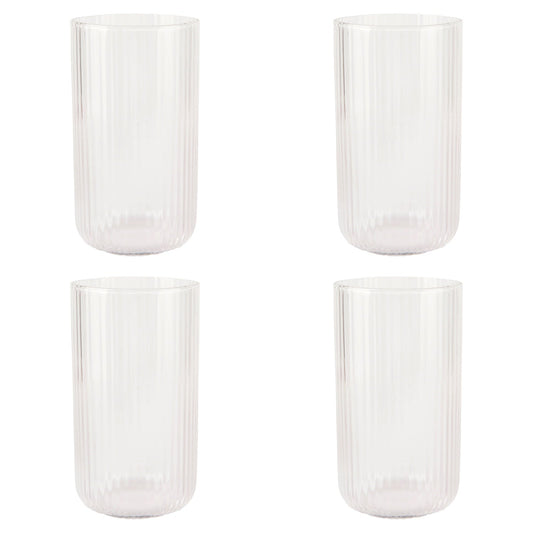 Set of 4 Tumbler 17oz Fluted Clear