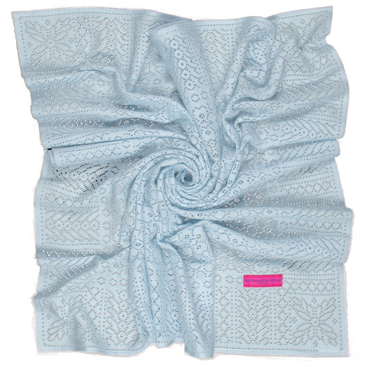 Southampton Home Lace Weave Baby Shawl ~ Blue ~