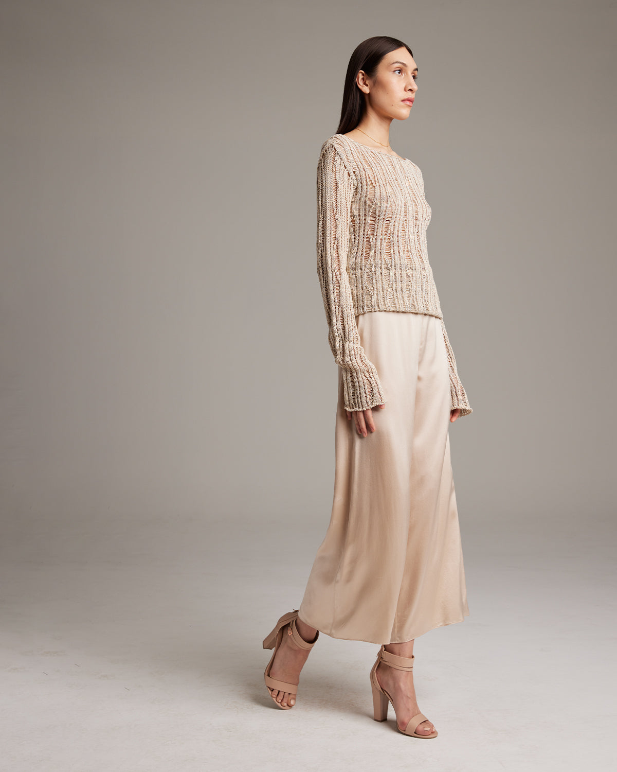 Lace Knit Boatneck Sweater