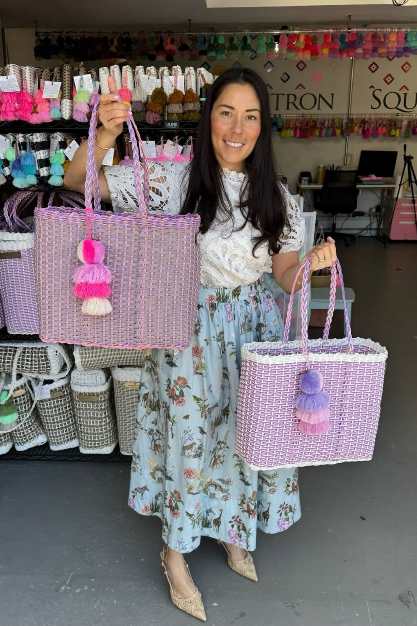 Pink Lilac Nest with Tan Base Citron Tote