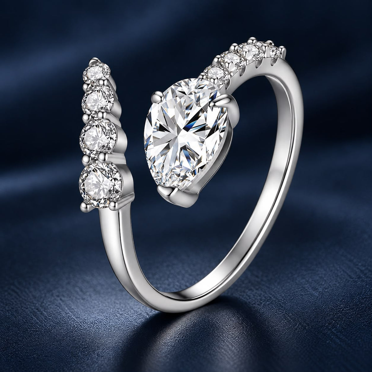 925 Sterling Silver White Gold Plated 1.5ct Moissanite Size E Ring for Women