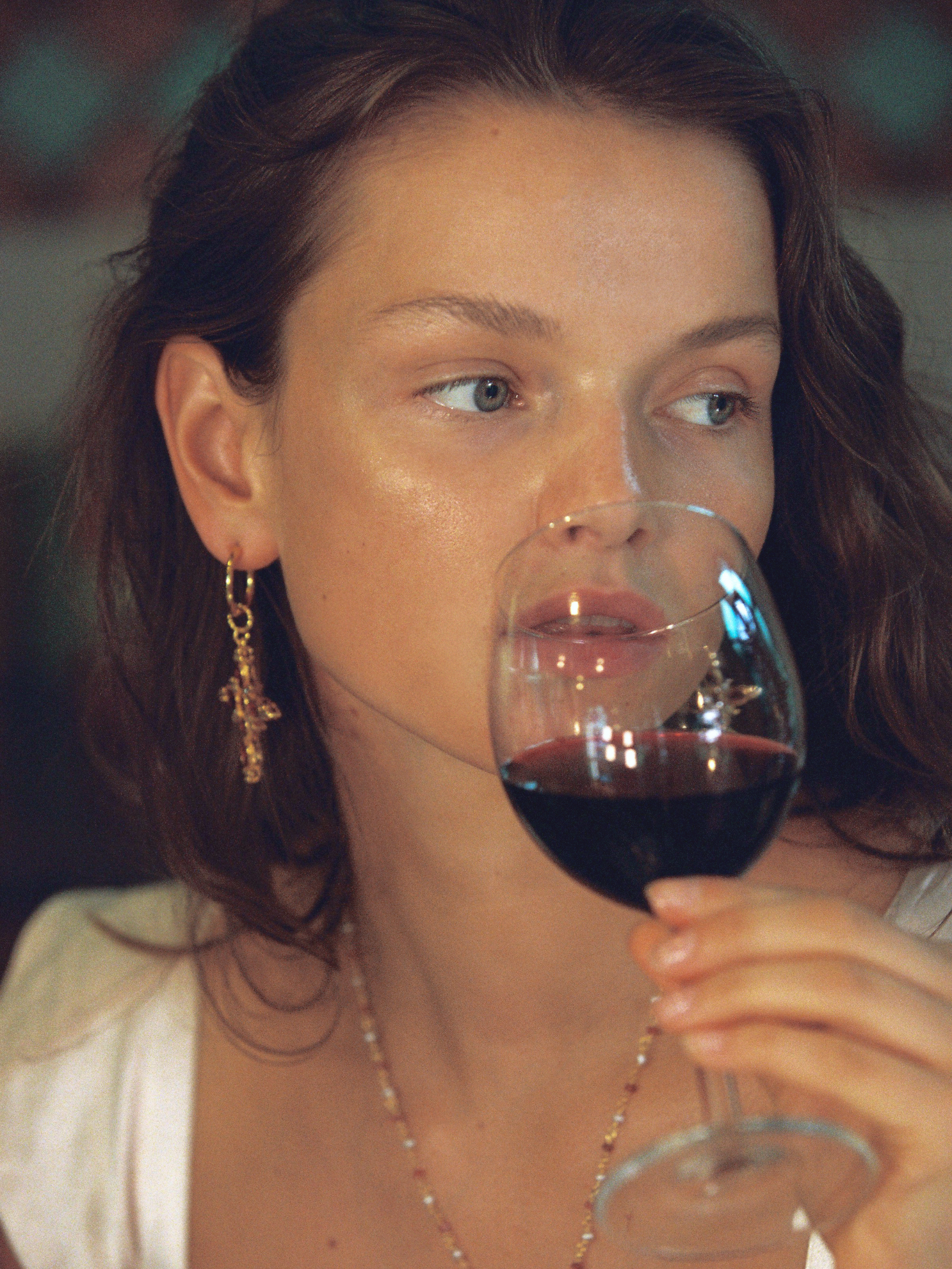 The Aalia Ruby Cross Earrings - Osadia Concept Store