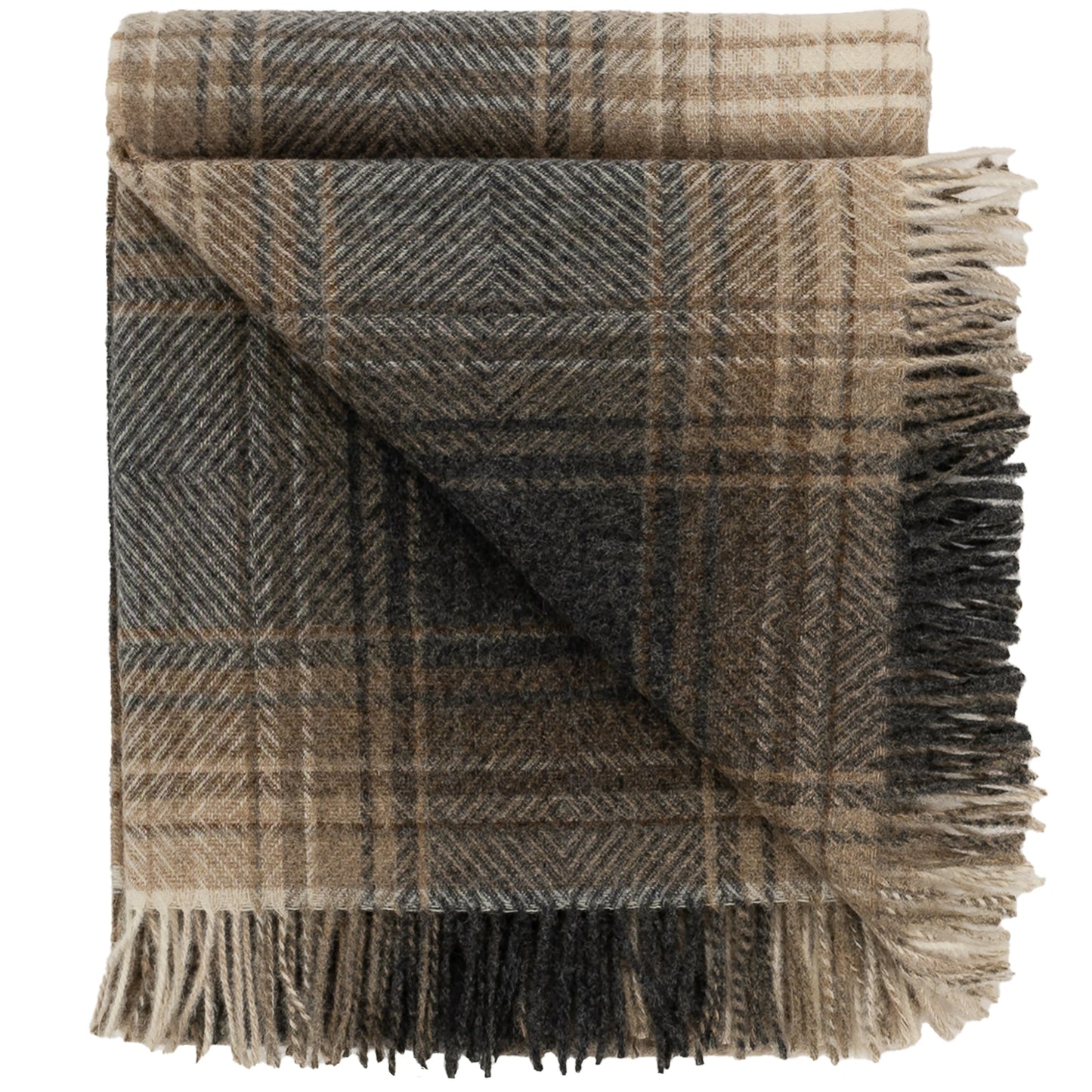 Prince of Scots Highland Tweeds Shetland Lambswool Ombre Throw – Natural