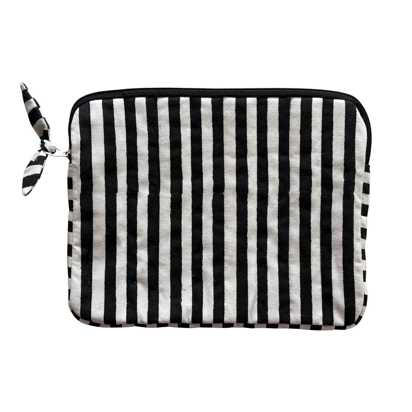 Quilted Cotton Tablet Sleeve + Hand Block Printed Stripes