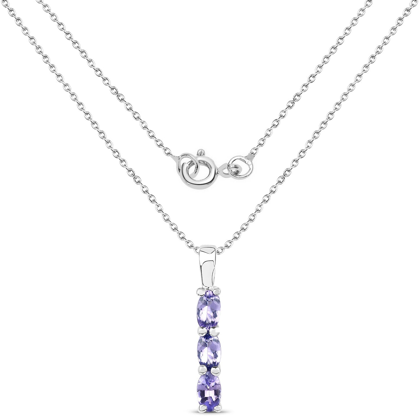 0.75 Carat Genuine Tanzanite .925 Sterling Silver Pendant
