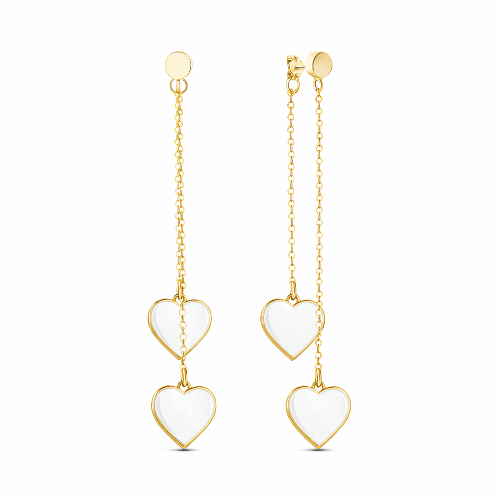 Single Hearted Girl White Heart Earrings | Gold Filled