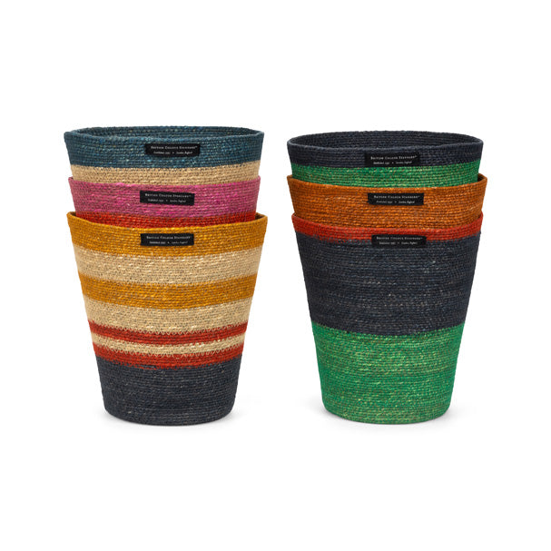 Striped Seagrass Waste Paper Basket in Tuscan / Guardsman Red
