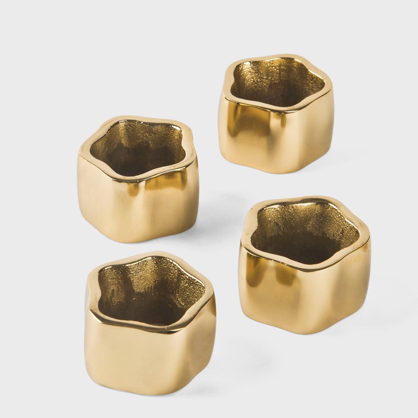 S/4 Gold Sculpted Handcrafted Napkin Ring Gift Box Set