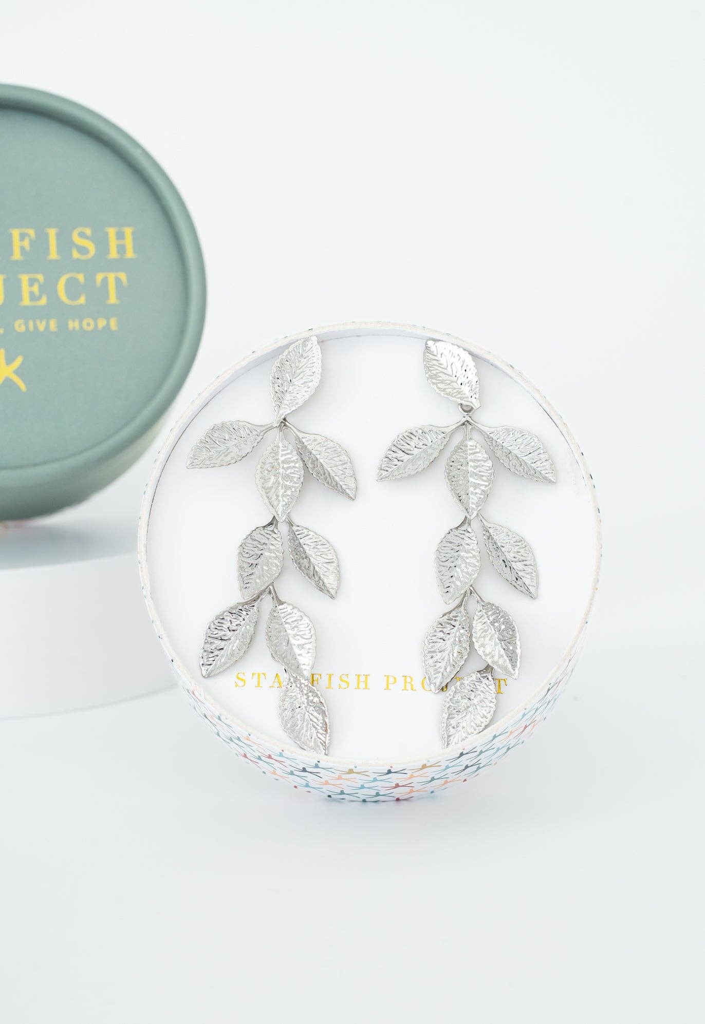 Cascade Leaf Earrings in Platinum