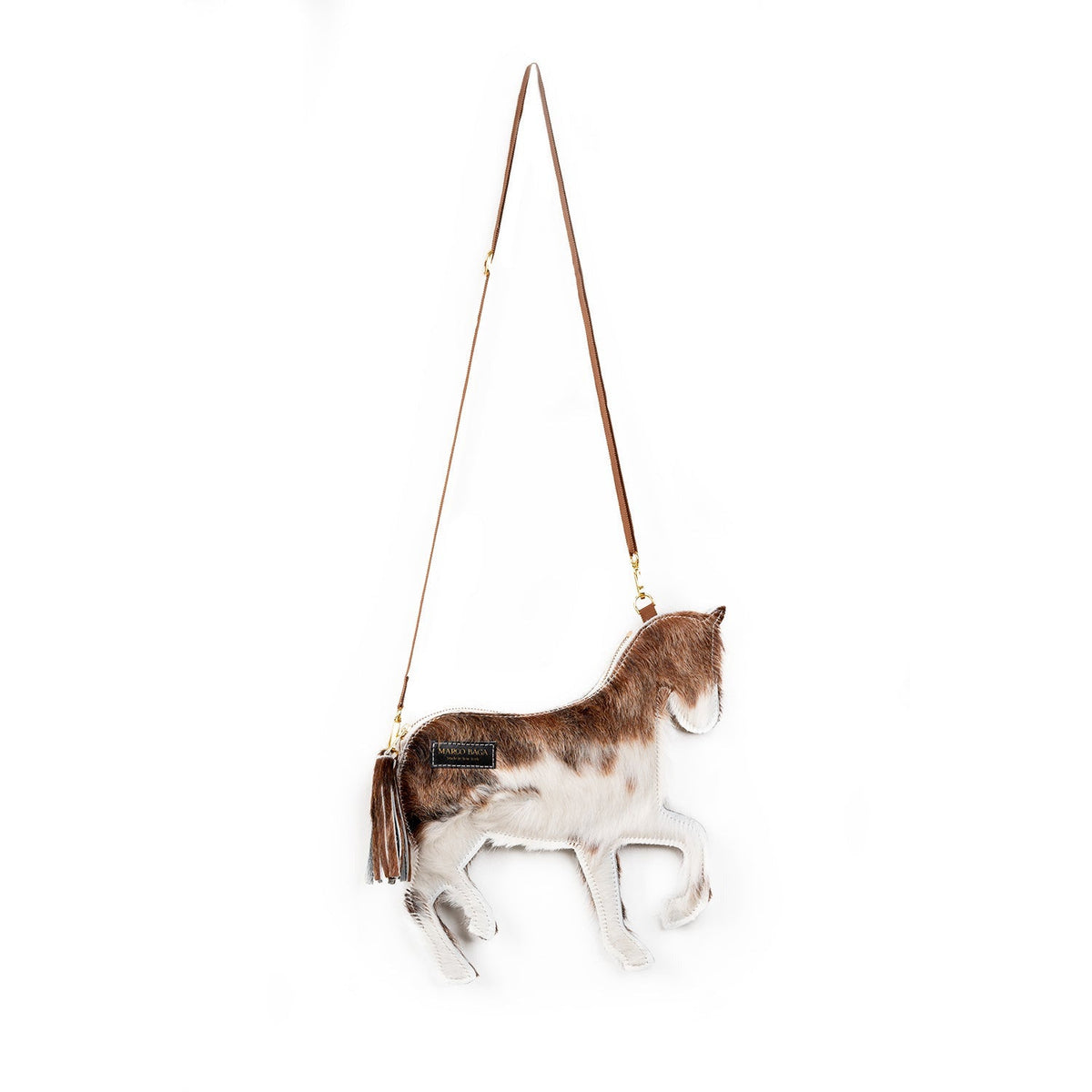Horsie in Tricolor Hair on Leather