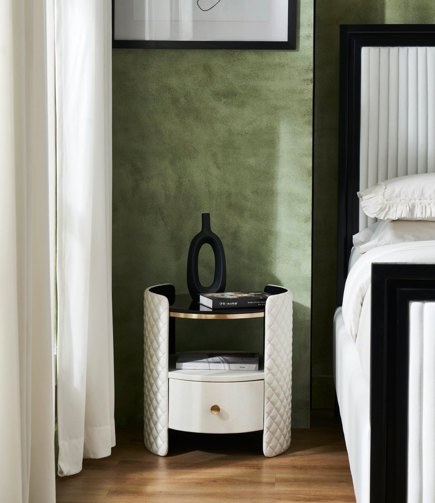 Harvard Round Leather Side Table
